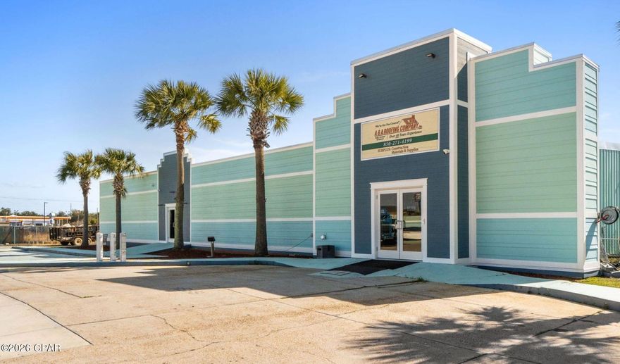 This property is a prime commercial opportunity located in Panama City, FL, offering 21,184 sq ft of under roof space on a 2.5-acre lot. Zoned for mixed use, this property presents an opportunity for a variety of businesses. Fully renovated post-hurricane, it has a new 24-gauge standing seam metal roof and is constructed using red iron clear span beams. This construction allows for interior changes to be easily accomplished. Inside, you will find multiple reception areas, executive offices, and a kitchenette. The open footprint of the building allows for a wide range of uses for a multitude of businesses. A separate entrance on the left side allows for potential subletting. Parking lot accommodates 4 spaces per 1000 sq ft with room to expand. All utilities are easily accessible, and open roof access allows for modifications.