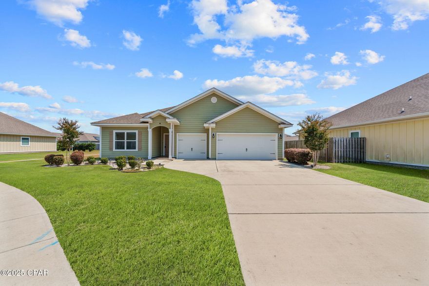 Welcome to Bridge Harbor and one of the largest single-story floor plans, the Camben model. This home offers plenty of space with a great split layout. Two bedrooms are located at the front with a Jack-and-Jill bathroom between them. Down the hall you'll find a large laundry room and an oversized bonus room with another bedroom and full bathroom. The master suite is off the kitchen and includes double vanities, a soaking tub, separate shower, and walk-in closet.

The kitchen is well equipped with an island featuring extra cabinetry, stainless steel appliances, granite countertops, decorative tiled backsplash, and a walk-in pantry. It opens to a large dining and living room area, plus a breakfast nook just off the side of the kitchen, making this space perfect for gatherings.

Additional features include a large screened back porch, oversized garage with golf cart door, extended driveway, and fitted window coverings for storm protection.

Bridge Harbor is a sidewalk community with a resort-style pool, outdoor kitchen, firepit, and bay beach access. Make your appointment to see this well-maintained home today!