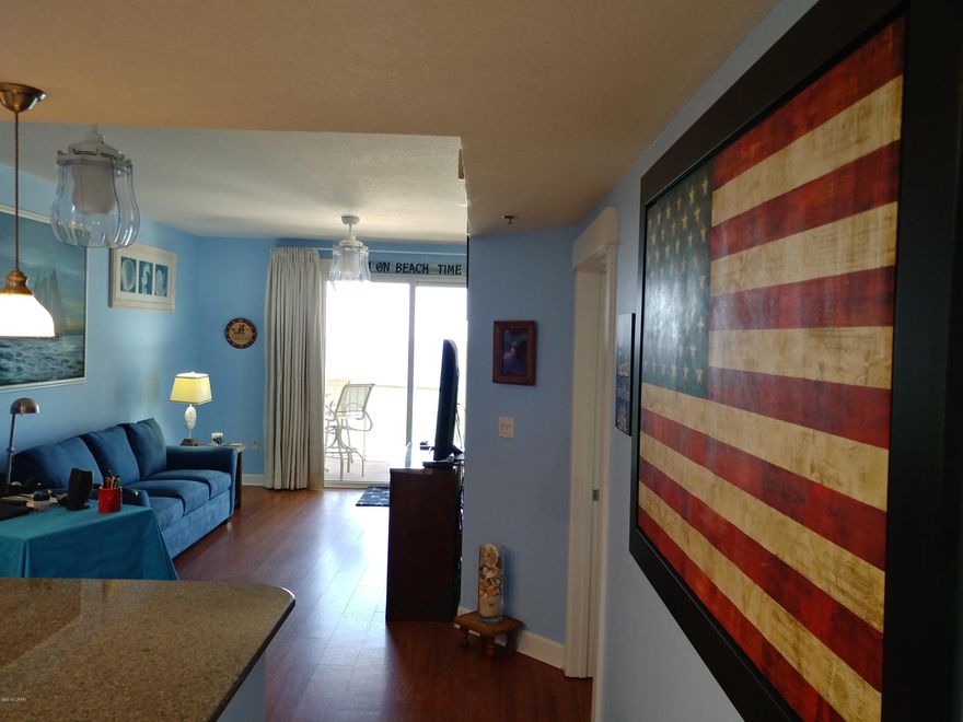 Currently Under Contract Seller Accepting Backup Offers. Impeccably Maintained Beach Condo with Incredible Gulf Views in one of Panama City Beach's Most Desired, Premier, Luxury Resorts. A Must See! Fully Furnished, Spacious 2 Bedroom, 2 Bath with Alcove in Hallway that can be used as an Office, a Closet or for Bunk Beds. New Fridge, Stainless Steel Appliances , Granite Countertops, Tile and Laminate Flooring  throughout. Centrally located Resort offers two Pools, one heated, Hot tub, Kiddie Pool, Tiki Bar, gas Grills, Fitness center and more. Living Room and Bedroom Opens to Balcony and offers Beautiful Gulf  and Beach Views. Master Bath has Tiled Shower with Seperate Tub. Use this fantastic condo as your private  beach getaway or enjoy  great rental potential with an onsite rental management company that will do all the work for you. Just sit back from afar and enjoy monthly checks. Just down the road is Pier Park the areas newest premier shopping and dining location. An open air lifestyle center that also features tourist attractions and an outdoor stage for events and concerts. 
The unit has a rented storage closet right outside the front door payed until Jan 2020. Also storage cages located in the parking garage.
Some pictures, mirrors, all kitchenware, Pelican and lounge chair on balcony and all personal items do not convey.
All information believed to be correct but should be verified by the buyer.