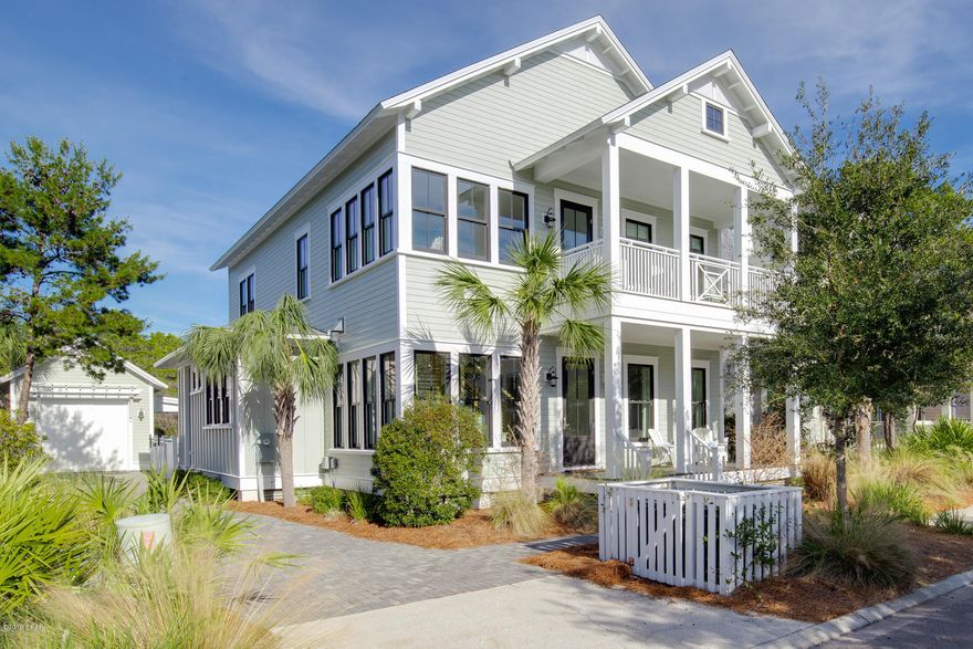 Amazing Sunlit beach home in WaterSound Beach. This custom designed home completed in 2014 offers craftsmanship features and designer furniture that rival any home in the area. From the moment you enter this home, you will notice custom trim and finishes throughout. Skillful mill-work, custom molding, doors and cabinetry are all displayed with tons of natural light from the plethora of windows throughout. The open floor plan flows seamlessly between the over sized kitchen and the great room with tabby fireplace, all leading out to the screened porch and your own private oasis in the back yard with heated pool and waterfall, fire pit, summer kitchen and outdoor dining. Perfect for large gatherings, family dinner or a quaint evening.