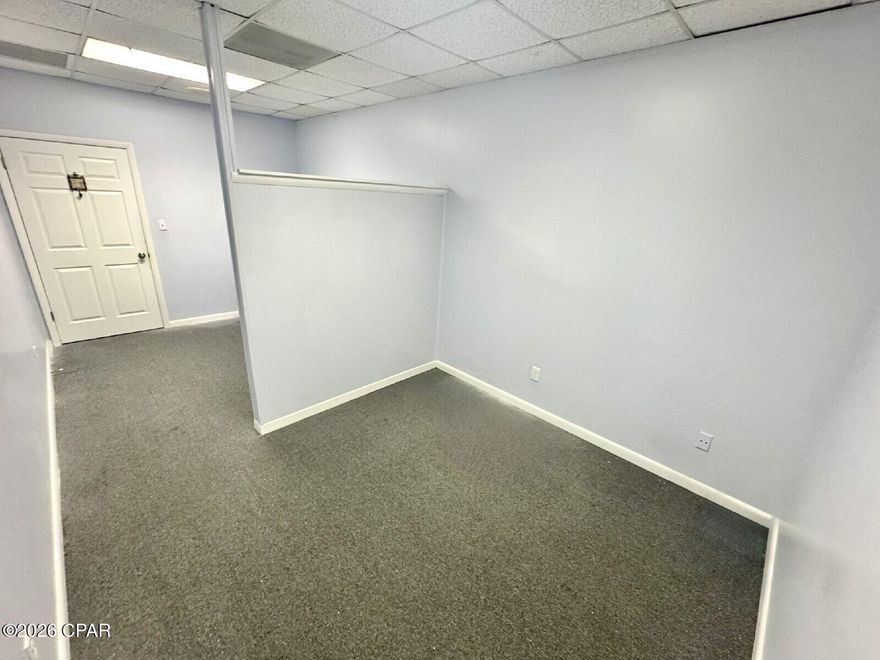 Need a quiet and affordable place to work?
This commercial office space is located at the Promenade Office Park just west of the Hathaway Bridge in PCB. This upstairs unit is cleaned and ready to rent. Space includes shared reception area, shared bathrooms, and includes all utilities. Call our office today to arrange your showing!