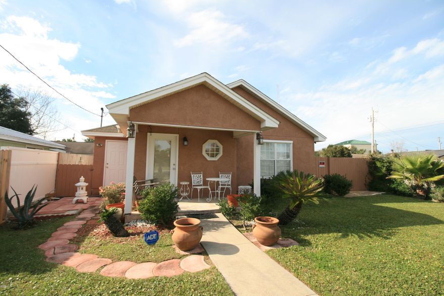 This is a well maintained home and nicely landscaped yard near the beautiful beaches of Panama City Beach. Only a bicycle ride or walk to the beach or to Pier Park. There is a storage shed in the rear of the home and a convenient storage room on the front of the home for all of your beach supplies.