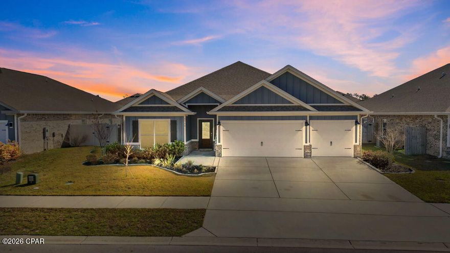 ASSUMABLE VA LOAN at 2.75%
This meticulously maintained 4 bedroom, 3 bathroom home is the definition of comfort, efficiency, and convenience. The spacious split floor plan offers a 3 car garage, paid off solar panels, rain gutters, fresh paint throughout, and a fully fenced backyard. The average power bill is only $31/monthly!

Inside, you'll find a bright open concept living area with granite countertops, Whirlpool stainless steel appliances, modern finishes, and a Smart Home package, a perfect space for everyday living and entertaining. The thoughtful layout of the Destin floor plan rarely comes on the market and provides ultimate privacy for the main suite, while keeping the 3 guest bedrooms and 2 additional bathrooms conveniently positioned.

Located in a highly desirable community in a growing area of Bay County, residents enjoy access to the new neighborhood pool & pavilion, dog run, and soon to be walking path. The Titus Park subdivision is in close proximity to Publix, restaurants, Starbucks, shopping, North Bay Haven Charter School, and much more.