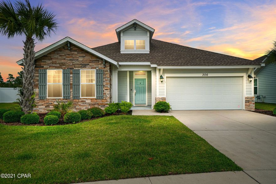 Impeccable home in the most desirable and growing community of Breakfast Point! The Briargate is a favorite DAVID WEEKLEY split floor plan with 2702 sqft, 4 bedrooms, 3 bath PLUS an office, this home overlooks the pond and the preservation area, is one of the largest lots in Breakfast Point with plenty space to add a pool and outdoor kitchen. The open concept floor plan features tray ceilings, a large kitchen island with quartz counter tops, stainless steel appliances, gas stove and white cabinetry. Wood like tile floors in living areas and BRAND NEW grey carpet in all bedrooms. The huge master bedroom has windows overlooking the preservation area just across the pond. Master Bath with double vanity, large shower and large walk in closet with convenient access to the laundry room. The mud ''room'' next to the 2 car garage is a trendy must have! All measurements are approximate, please verify if important.