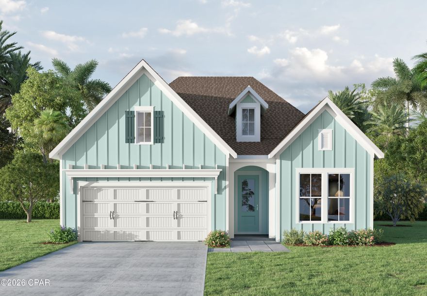 King's Landing, an exclusive new community of 39 single-family homes located in the desirable King's Point area of Lynn Haven's Pretty Bayou.  The Quinton plan offers 1,693 square feet of thoughtfully designed single story living with 3 bedrooms, 2 baths and a 2-car garage.  The open concept layout seamlessly connects the modern kitchen, dining area and family room, perfect for entertaining and everyday living. The kitchen features contemporary finishes and an island that serves as the heart of the home. The spacious owner's suite provides a private retreat with a walk-in closet and ensuite bath complete with a double vanity, and separate water closet. two additional bedrooms and a full bath provide comfortable accommodations for family and guests, while the single-story design offer effortless accessibility and low maintenance living.  Residents will enjoy access to the community pool and cabana, perfect for relaxing and enjoying the waterfront views.  King's Landing combines comfortable coastal living with convenient access to the water, local shopping, dining and recreation. Experience the quality craftmanship and attention to detail that Traton Homes has delivered for 55 years.