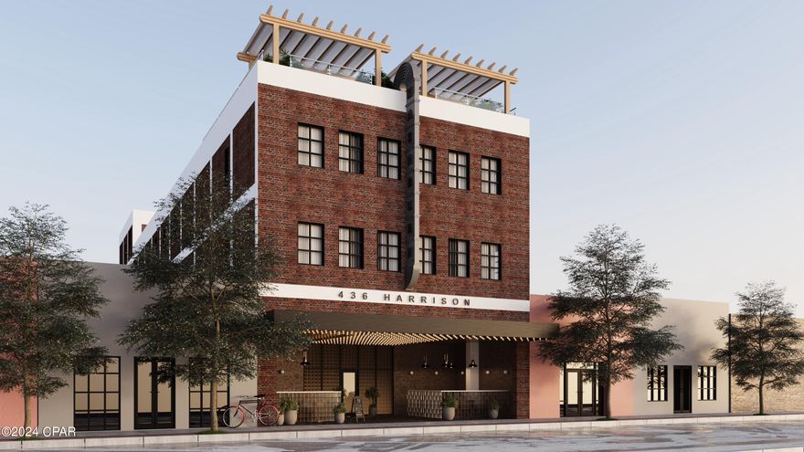 Introducing The Mashburn Building, an iconic structure featuring four stories and 27,000 square feet of historical charm, offering 18 industrial-style residential lofts. Located in the vibrant heart of Historic Downtown Panama City, this distinctive development features a dynamic fusion of commercial and residential spaces spread across multiple levels. Providing versatile layouts tailored to diverse preferences, encompassing co-working spaces, an inviting members-only lounge & gym, rooftop restaurant & bar, and cafe + market on the first floor.

Introducing Loft 10, a stunning two bedroom, 1.5 bathroom, plus a den, encompassing over 1,000 square feet. Revel in breathtaking views of  Downtown Panama City with panoramic views facing North, East and West.

This loft harmoniously blends timeless charm with contemporary elegance, incorporating industrial-inspired design elements like concrete floors and soaring 11-foot ceilings. The kitchen will be adorned with luxurious granite countertops, enhancing the allure of these remarkable living spaces. 

Step right onto Harrison Ave and immerse yourself in the vibrant atmosphere of Downtown Panama City. Explore a plethora of dining options, breweries, coffee shops, boutique shopping, art and photo galleries, pilates and boxing club, a marina, and much more just moments away.

Reserve your loft today & enjoy a year of complimentary leasing for a private parking spot.

An enticing opportunity awaits investors seeking a second home, vacation retreat, or income-generating property at an attractive price point.
Construction to be completed by mid to end of 2025.
**Disclaimer:** The renderings provided are for illustrative purposes only and may not be an exact representation of the final product. Some features, finishes, and details shown may include optional upgrades that are not included in the standard offering. Actual specifications, materials, and layouts may vary. Please consult with the builder or sales representative for complete details on available options and standard features.