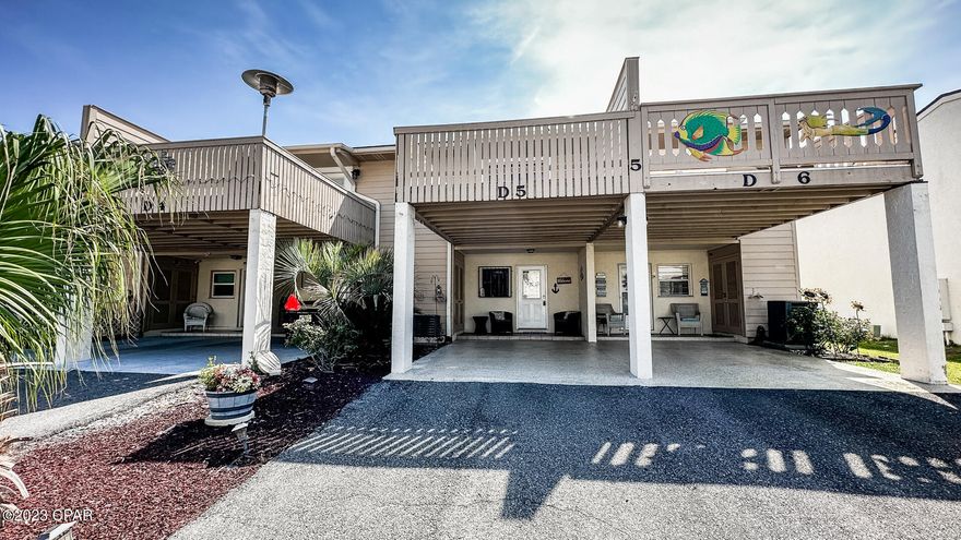 LOCATION, LOCATION, LOCATION!!!  This beautiful 2BR/2.5BA condo has SO much potential to ''make it your own'' and is a short distance to the beach (approx. 500 steps) to the dedicated beach access. It is also one of the few in Horizon South with a covered carport & back yard.  In addition, this unit is equipped with with (2) decks, front and back, and boasts a beautiful back porch & yard, convenient for owner dog lovers. The HVAC, Refrigerator, Washer/Dryer have all been replaced within the 2 years.  The water heater is only 3 years old, along with the LPV Flooring. In addition, the garage has a 15 year warranty on the new epoxy floor coating. Horizon South Condominiums is located on the West end & less than 2 miles from Pier Park.  Horizon South is known for their many amenities including; 4 pools, a kiddie pool, tennis courts, shuffle board, basketball court, 18 hole mini-golf, game room & more.  Short term rentals allowed.  *Measurements are approx. and should be verified).