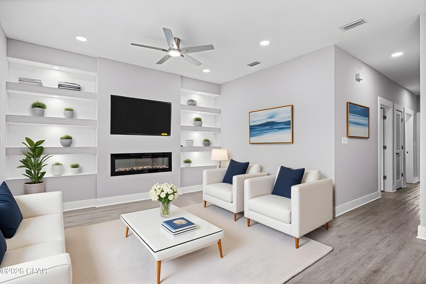 This brand-new, thoughtfully designed home delivers modern style, comfort, and convenience in one of Panama City's most accessible locations. Nestled on a quiet street yet minutes from downtown, dining, shopping, parks, schools, and waterfront attractions, this home offers everyday ease without sacrificing privacy or peace.

The moment you walk in, the home makes a statement. The custom-built entertainment wall anchors the living space with a sleek, modern fireplace and a 55'' TV that complements the home, creating an instant focal point. Built-in shelving with color-changing LED accent lighting allows you to set the tone—bright and energetic for entertaining or warm and relaxed for quiet nights in. This is a space designed to impress and unwind.

Every detail reflects new construction quality and intentional design, making the home truly move-in ready. Whether you're looking for a primary residence, a stylish second home, or a smart investment, this property delivers functionality, atmosphere, and long-term value.

This isn't just a place to live—it's a space to come home to. Schedule your showing and experience it in person!