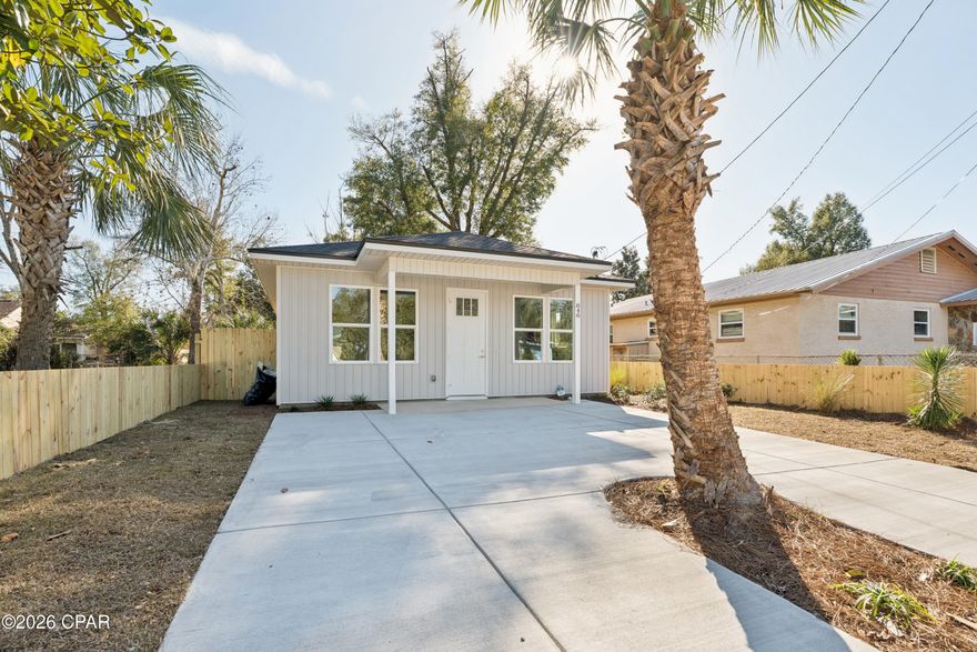 New construction, just completed and ready for its first owner. This 2-bedroom, 2-bath home offers a practical open layout with comfortable living spaces and clean, modern finishes throughout. The kitchen opens to the main living area, making the home feel open and functional for everyday living.

Everything is brand new, including the roof, HVAC, plumbing, and electrical, which means lower maintenance and peace of mind from day one. Covered front and rear porches add extra outdoor space and are perfect for enjoying Florida weather.

The home is FHA eligible, allowing qualified buyers to purchase with as little as 3.5% down, making it a great option for first-time buyers. The area also supports strong rental demand, with average rents around $1,500 per month, making this property appealing for investors as well.

Offered As-Is with new construction warranties. Conveniently located near shopping, dining, and daily amenities in Panama City.

A solid opportunity to own a brand-new home at an affordable price point. Schedule your showing today.