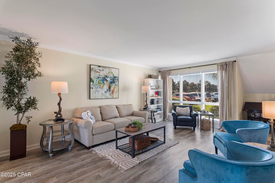 Freshly renovated and move-in ready, this three-bedroom, three-bath two-story golf villa is located in the highly sought-after Bay Point community. Rarely available, these specific villas allow for short-term rentals, making this an excellent opportunity for both homeowners and investors. Every detail has been thoughtfully updated to provide modern comfort while maintaining a timeless appeal. This one stands out and comes fully furnished! 

The interior has been freshly painted throughout in Sherwin Williams Alabaster and Repose Gray, creating a clean and inviting backdrop. Popcorn ceilings have been removed and replaced with a smooth Level 5 finish, giving the home a more contemporary look and feel. Updated light fixtures, door knobs, and hinges further enhance the interior, while cordless blinds on the first floor and room-darkening drapes in the upstairs bedrooms add both style and function.

The main level features a bright open layout with flexible living space. A newly added set of barn doors allows the downstairs living area to be used as a private office, den, or third bedroom, making the home adaptable to a variety of needs. A full bathroom on this level provides additional convenience for guests or multi-generational living. The kitchen is equipped with brand new WiFi-enabled appliances, including a whisper-quiet 46-decibel dishwasher. Just off the kitchen is a laundry area with a 2024 washer and dryer set included.

Upstairs, two bedrooms and two full bathrooms provide private retreats for family and guests. The hallway features a spacious walk-in closet, offering ample storage rarely found in similar villas. Both bathrooms have been freshly updated to reflect the home's modern finishes. In 2023, a new HVAC system was installed along with sliding glass doors on the second floor, adding efficiency, comfort, and peace of mind for the new owner.

This villa is as practical as it is stylish. Beyond the interior upgrades, it offers desirable functionality for everyday living and for use as a vacation rental property. Its thoughtful design balances open gathering areas with private bedroom spaces, making it ideal for both entertaining and relaxation.

Bay Point is known as one of the premier gated communities in the area, offering resort-style amenities, golf, and a vibrant marina lifestyle. This villa is located within walking distance of the marina, giving owners easy access to boating, fishing, and dining. The combination of location, condition, and rental flexibility makes this property a rare find in today's market.

The Bay Point Golf Villas HOA provides residents with a low-maintenance lifestyle by including valet trash service, water, and sewer in the monthly dues. Exterior insurance coverage, building maintenance, and professional landscaping and groundskeeping are also included, ensuring the community remains beautifully maintained and hassle-free for owners.

Whether you are looking for a full-time residence, a second home, or a short-term rental investment, this renovated golf villa at Bay Point is ready to welcome its next owner. Schedule your private showing today and experience the lifestyle this property has to offer.