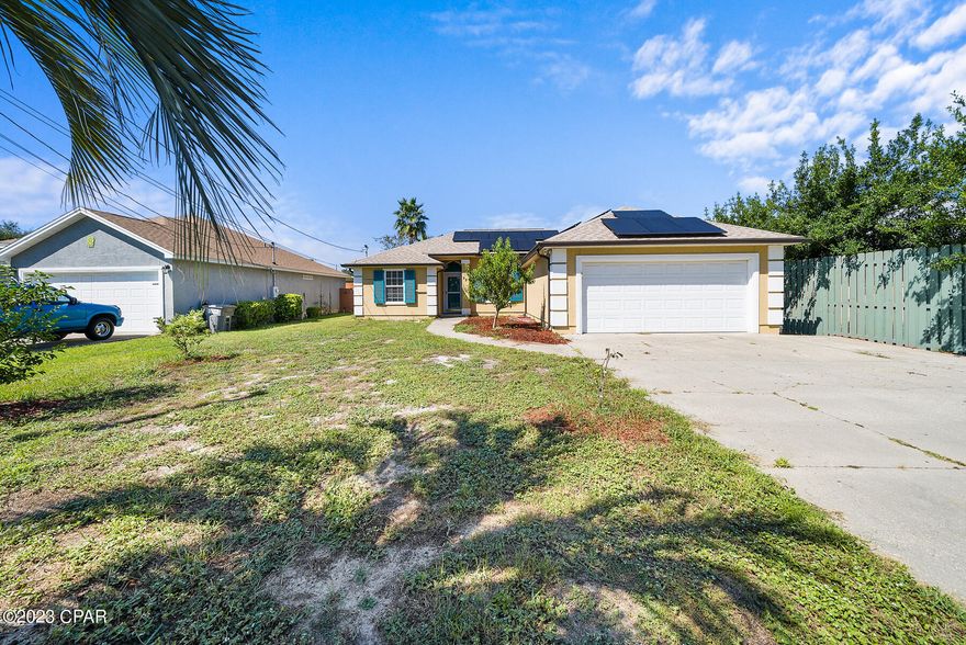 This home has so many extras! Saltwater pool with new variable speed pump, lanai and built in living room shades. You are so close to the beach you can get in your golf cart and ride on down there to relax. The owner is big on plants and the yard has fig and peach trees, blueberries, palms and a vegetable garden. The house has gutters and closing storm shutters on the outside and inside it boasts ALEXA controlled lights throughout the inside of the house. The main bedroom closet has built ins. They have a new water heater, newer A/C and 2019 re-roof. They have a termite bond too. The LED lights in the hall are able to change colors too. This house is great for entertaining! You are one mile from Shipwreck, close to stores and restaurants, great for long term rentals too. There is a new garage door, keyless entry... schedule your showing today!