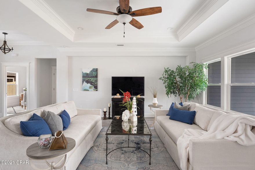 Newly constructed 2021 home on a large lot, offers 4 bedrooms, 2 baths and over 1,979 sq. ft. of beautiful living space. The elegant interior showcases a variety of luxurious details including wood style tile and designer lighting with quality fixtures and finishes throughout. Prepare a meal with ease in the stylish kitchen with fairy white quartz counters, chic tile backsplash, stainless steel Samsung appliance package, and modern soft close shaker style cabinets with shiplap on island. Energy efficient double pane windows, R- 38 and R-13 rated attic insulation and walls, as well as a Goodman 3 ton AC system and 50 gallon Goodman water heater add savings and comfort to this brand new home. Beachside living awaits!