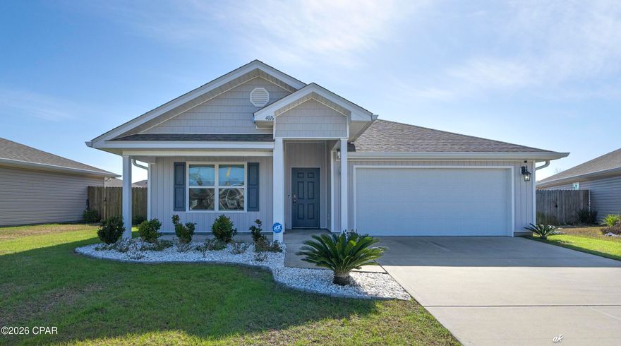 ASSUMABLE VA MORTGAGE AT 3.75%.
This immaculately maintained 4-bedroom 2-bath home located in the desirable Brighton Oaks Subdivision. This open-concept floor plan offers comfortable living and effortless flow, perfect for both everyday life and entertaining. The spacious primary suite with a large soaking tub, walk in shower, and a oversized walk-in closet. 
Three additional bedrooms are situated at the front of the home, providing privacy and flexibility for family, guests, or a home office. Situated in the quite cul-de-sac, this home offers views to a pond and a fenced in yard. conveniently located close to shopping, dining, and just a short drive to Tyndall Air Force Base or the area's beautiful beaches. Your only limitation is your imagination!
