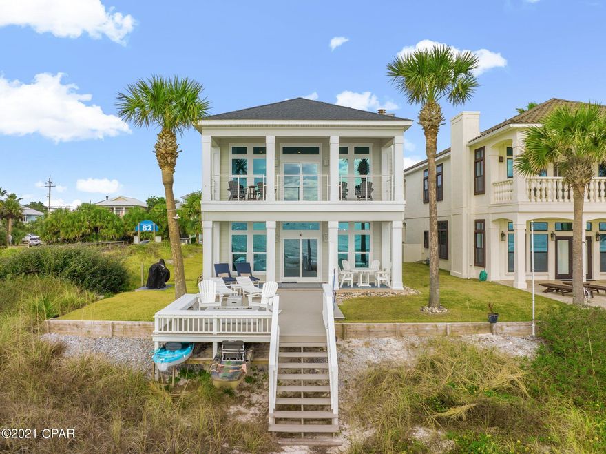 ''CURENTLY UNDER CONRACT- SELLER ACCEPTING BACK-UP OFFERS''  Experience Florida Gulf front living at it's finest in this 4 bed, 3 bath contemporary beach house completely reimagined from top to bottom, combining both luxury & intelligent design throughout! This stunning home offers not only 40ft of prime Gulf frontage, but also an additional 50ft of unimpeded views to the west by county easement-truly a unique perspective in our market! You'll love the peaceful panoramic views from the kitchen, dining & living areas showcasing the glistening emerald waters, beckoning you to stay awhile! As a primary residence, no detail was spared creating the ultimate beach lovers paradise! Whether used as vacation rental or a retirement dream, this custom home is sure to make you swoon! First floor features include a guest bedroom, full bath, and laundry closet. Next you're greeted by a bright white gourmet kitchen featuring Waypoint shaker style 42" soft close cabinetry with pull out drawers, Cambria quartz countertops with breakfast bar, a custom wine rack with wine-fridge, lazy Susan, and matching stainless LG smart appliances! Off the kitchen you'll find a formal dining/breakfast nook for entertaining. The living room is expansive with picturesque Gulf views with nearly floor to ceiling windows, offering incredible vistas flanked with an ever so intimate fireplace sitting area. Brand new Jeld-Wen windows with specialized turtle glass and brand new exterior French doors make for a most welcome addition. Relax protected from the elements under your covered rear patio, and newly expanded and treated rear deck with seawall reinforcements. Take in nightly sunsets while you toast to another beautiful beach day fireside, or from your private outdoor grilling platform. Stow your surfboards, paddle boards and kayaks for easy access beneath your outdoor deck complete with washdown station & new outdoor shower. About the exterior of the home, there's brand new insulation inside walls, sheathing, house wrap, and Hardie Board Siding! New sofit, facia and newer roof to stand the test of time, as well as brand new HVAC and Halo infrared clean air system for added comfort. The upper floor features two additional guest bedrooms and full guest bath, one with a private front facing balcony and walk-in closet! Saving the best for last, the master bedroom in this home steals the show! Completely encompassing the entire rear expanse of the home, boasting a walk-in closet with secondary interior closet, en suite bath with dual vanity and jetted tub! Step through the French doors and take in views as far as the eye can see from your private master bedroom balcony spanning over 200 sf! This is truly a view to behold! Accepting appointments now to view this home before it's gone for good.