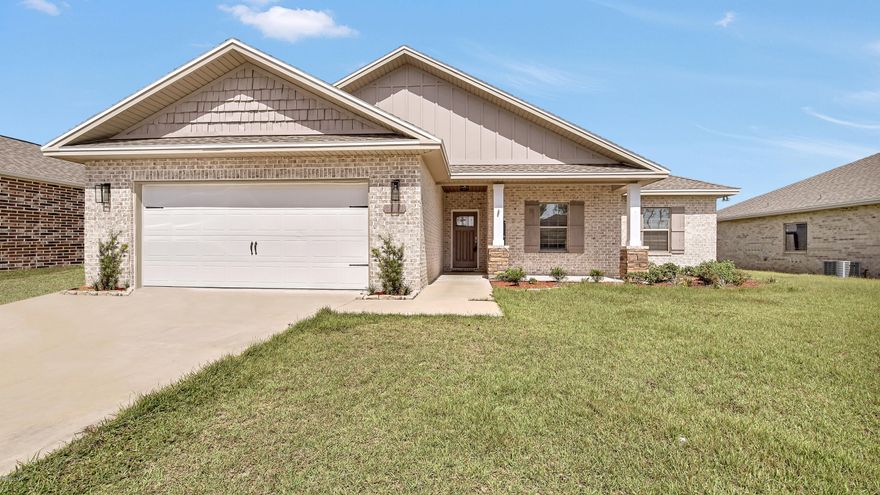 Beautiful, all-brick 4bd/2bth home  centrally located in the Cedar Park community with direct access to Hwy 231, with residents enjoying a short drive to Tyndall AFB, Lynn Haven, and Panama City. This Gary Morgan built home offers true craftsmenship with 10ft trey ceilings in the Great Room, crown molding, rececessed lighting, and featured electric stone fireplace. Open-floor concept makes for easy entertaining and converstations. Eat-in kitchen has statinless steel appliances, pantry and shaker-style cabinetry. With it's split-bedroom flooplan, the spacious master bedroom is just off the dining area, with trey ceiling and double-vanity ensuite. Relax in the garden tub and plenty of storage in the walk-in closet. Three additional spacious bedrooms, plus full hall bathroom makes for plenty of room for growing families or guest. Backyard is fully fenced and has endless potential for outdoor entertainment ideas. Schedule a preview today! All sizes/info/measurements approximate; please verify if important.