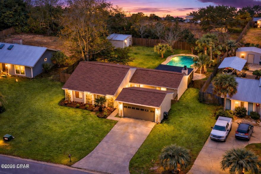 Welcome to this beautifully maintained 3-bedroom, 2-bathroom home nestled in the sought-after Derby Woods community. Offering 1,864 square feet of comfortable living space, this home is perfect for families or anyone seeking room to relax and entertain.

Step inside to a spacious, inviting layout featuring updated flooring and abundant natural light. The functional kitchen and master bathroom are enhanced with updated granite countertops, providing both style and durability. The living area offers a warm, welcoming atmosphere, while the generously sized bedrooms provide comfort and privacy. The primary suite includes its own private bath, creating a peaceful retreat.

Outside, enjoy the Florida lifestyle with your private inground pool--ideal for summer fun and weekend gatherings. The privacy-fenced yard offers plenty of space for kids, pets, or gardening and includes a convenient storage shed for added functionality.

Additional updates include a roof replaced in 2019 and a new HVAC system installed in December 2025, offering peace of mind for future homeowners. Conveniently located near Lynn Haven, this home is just minutes from schools, parks, shopping, and dining.

Don't miss this opportunity to own a well-updated home with great outdoor amenities in a prime location!