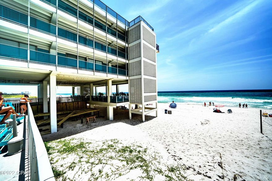 CURRENTLY UNDER CONTRACT, SELLER WILL CONSIDER BACKUP OFFERS - Right at the water, great sunset views, priced to sell quickly. These units do very well in rentals. ($30,000+).  This specific unit has been totally re done and in great taste.  You can't get closer to water.  Use as an income producing unit, or second home. The Fountainbleu Terrace has been the go to place for many tourists since 1965 and it has been well taken care of.  Very solid building! 

Right on the beach, close to Pier Park, Gulf World, St Andrews State Park, Walmart (2 close by), restaurants, etc.  This unit is a ''turn key'' rental that can produce real income.