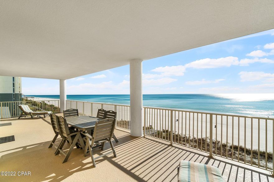 Capture stunning beachfront views from this 4 bedroom, 4 bathroom condo at Ocean Ritz! Featuring two beachfront master bedrooms with balcony access & en suite bathrooms, this is truly a rare find. Enjoy your morning coffee or favorite sunset beverage from the oversized balcony with plenty of room for lounge chairs, dining table and more! 

The main living space feels airy & open with 9' ceilings, and tray ceiling in the dining room. Incredible beach views from the kitchen, dining and living room! This low density (63 unit) complex provides a private, quiet feel with excellent rental revenue for investors. The condo comes tastefully furnished and is turn key ready for the season ahead! Sleeps up to 12+; Includes one assigned parking space and the complex has overflow parking available. HVAC replaced October 2018; Newer Water Heater, Updated furnishings; Murphy bed in living room, Two King beds in master bedrooms, One queen bed in BR 3, Two sets of bunk beds in BR 4; 
Ocean Ritz offers a beachfront pool, covered grilling area with top notch grills, & an exercise room. Don't miss your opportunity to own a true four bedroom, four bath condo on Panama City Beach!