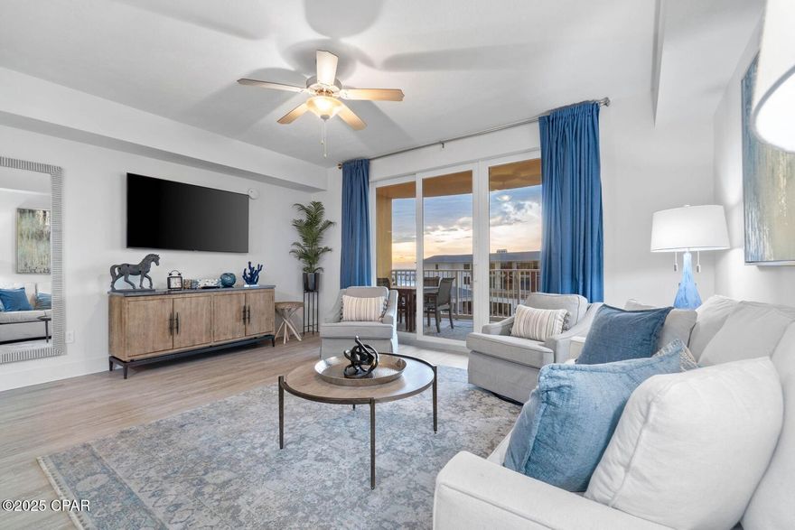 Introducing Porpoise of Life—a stunning 1-bedroom, 2-bathroom coastal retreat located in the coveted Calypso Tower III, Panama City Beach's newest luxury high-rise. Designed by Grace Interiors of Birmingham, this turnkey unit blends timeless style with modern convenience. From the moment you step inside, you're welcomed by custom furnishings, a calming color palette, and high-end finishes, including granite countertops and sleek tile floors. The king bedroom includes a private ensuite bath, while hallway bunks and a queen sleeper sofa comfortably accommodate up to six guests. A second full bathroom adds functionality, and the fully equipped kitchen, in-unit washer/dryer, high-speed Wi-Fi, and smart TVs make it ideal for both relaxing beach escapes and long-term rental appeal. Step out onto the oversized balcony and enjoy sweeping views of the Emerald Coast, perfect for morning coffee or sunset cocktails. Just steps from the sand and across the street from the famed Pier Park, this unit offers unbeatable access to dining, shopping, and entertainment. Guests and owners alike enjoy exclusive amenities including a resort-style pool, spa, fitness center, fire pit, and more. This property is currently managed under a 10% management fee structure with 30A Seascapes, one of the most competitive and trusted vacation rental platforms in the region—providing owners with strong performance, direct booking exposure, and full-service support. Whether you're looking for a cash-flowing investment, a second home, or a bit of both, Porpoise of Life delivers style, income potential, and location in one polished package.