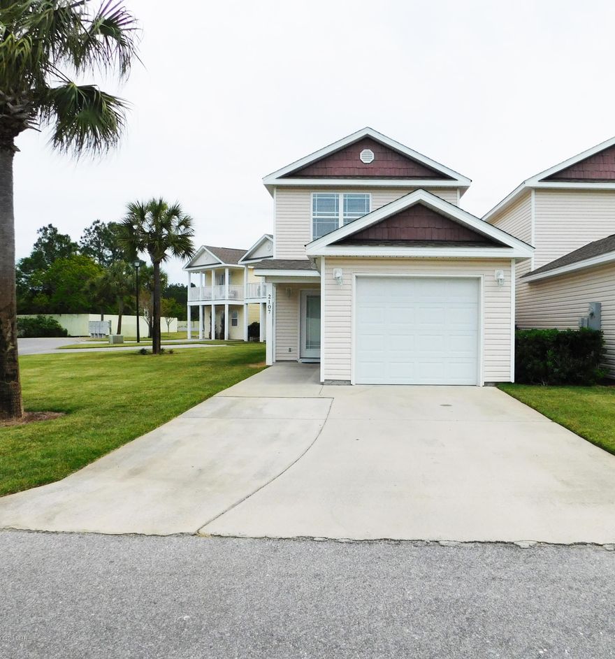Don’t miss the opportunity to own this LOW MAINTENANCE, MOVE IN READY home. This 2 bedroom, 1.5 bath town home is located in one of the few local GATED COMMUNITIES, and is PRICED TO SELL. Only a few MINUTES FROM THE BEACH. Whether you are going in to Panama City or headed to the west end of the beach you'll be conveniently located.  Some might say this unit has the BEST LOCATION within the complex. The unit is located right ACROSS FROM THE COMMUNITY POOL. The interior features plenty of cabinet space, tile floor throughout the living /kitchen area, carpet in the bedrooms and a BALCONY accessible from the Master. Call your realtor TODAY to view this home.