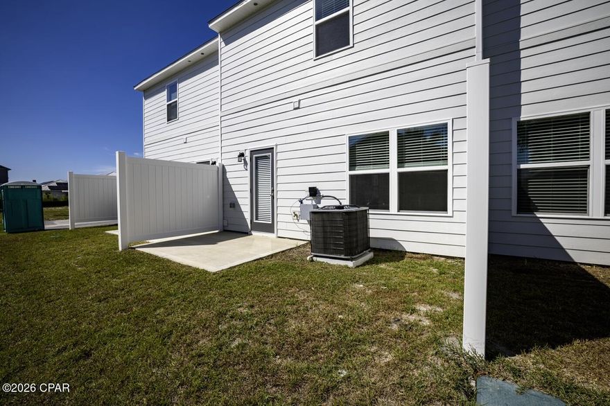 ***LEAST EXPENSIVE MOVE IN READY TOWNHOME IN TYNDALL STATION AS OF LIST DATE...NO NEED TO WAIT FOR UNIT TO BE BUILT!!*** This newly constructed townhome is perfectly located. You are less than 15 minutes from Tyndall AFB, and no more than a half an hour drive to the beautiful white sands and emerald waters of Panama City Beach and all of the entertainment, shopping, and restaurants it has to offer. Sellers spared no expense in updating this meticulous home. Upgrades include but are not limited to:Stainless steel appliances, quartz countertops throughout, ceiling fans in all rooms, 9 foot tray ceilings, hardie board siding, vinyl plank flooring downstairs and upgraded carpeted bedrooms, and dual sinks in master bathroom. The community features a dog park ideal for your fur babies, and makes for a great place to meet your neighbors. Hurry up and call me before this beautiful unit gets away!! All information is approximate and should be verified by buyers if important