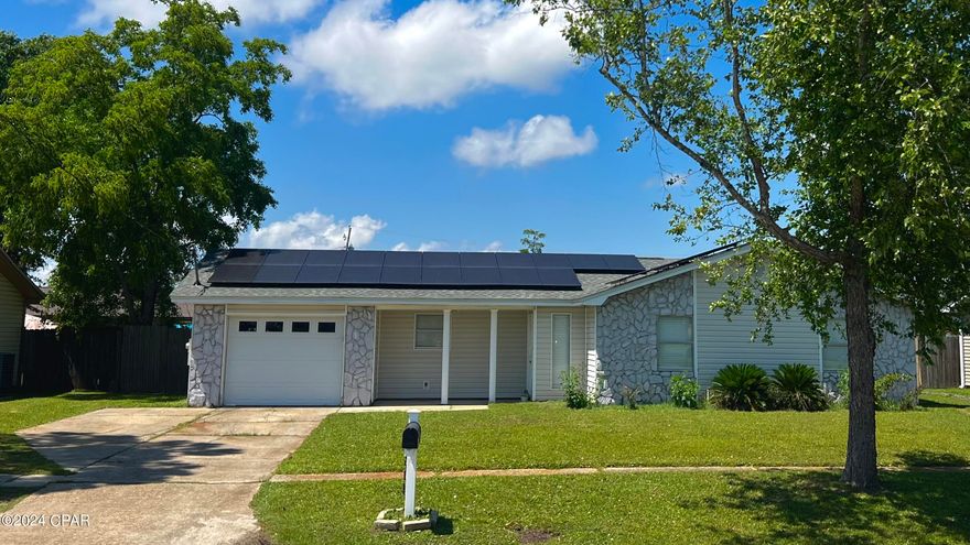 Located in the much desired community of Lynn Haven, this beautiful 1 story 3 bedroom 2 bath Ranch home is convenient to shopping, dining, schools and centrally located to the Worlds Most Beautiful Beaches and Military Installations. Improvements include but not limited to custom tile and carpet flooring throughout, upgraded fixtures, stainless appliances, custom cabinets and back splashes. Living area is a very large floorplan with dining room. Situated on a large lot with a 1 car garage, fenced in back yard with, yard storage and solar panels provided by the owners and FPL connection fees is the responsibility of the tenant. All property sizes and ages are approximate, please measure and/or verify if important. School assignments are subject to change, please check with Bay County for most accurate information. Deposit is the same as the rent. Pets allowed. Breed restrictions apply with owner approval only.