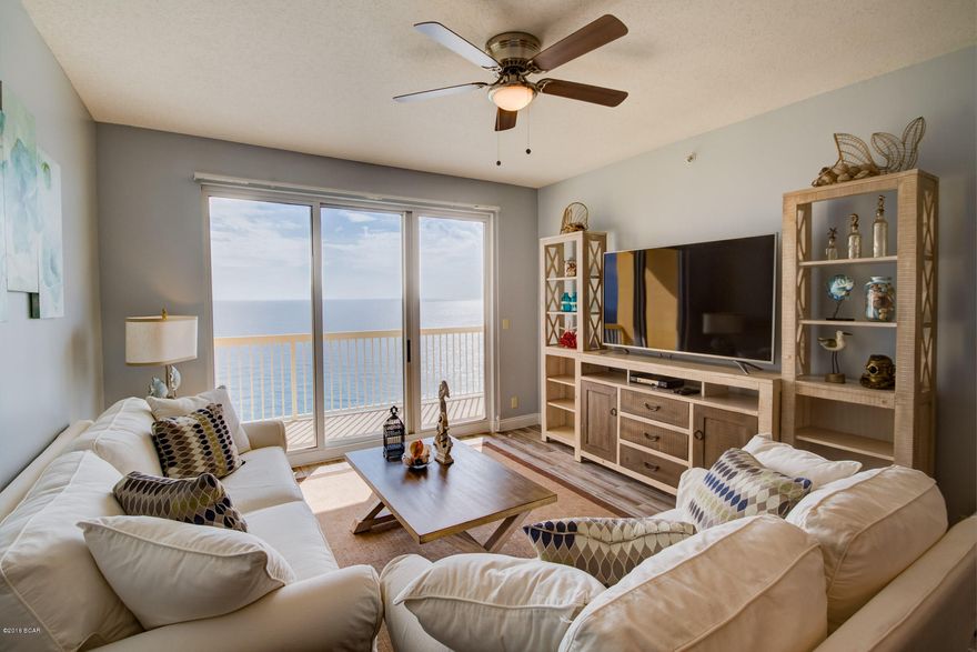 Highly coveted, freshly renovated 2 bedroom plus bunk unit at Calypso. All brand new appliances, tile floor, tile showers, and furnishings throughout. The Gulf front master retreat has a private entry to the balcony, plus a walk-in closet and an en suite bath with double vanity. This is a fantastic investment property in one of the most popular vacation destination condos on Panama City Beach. The functional kitchen features granite countertops, tile floor, and a breakfast bar that seamlessly connects to the open living/dining area. It sells turnkey rental ready, so there’s no need to wait to start making a return on your investment - buy it today and rent right away!