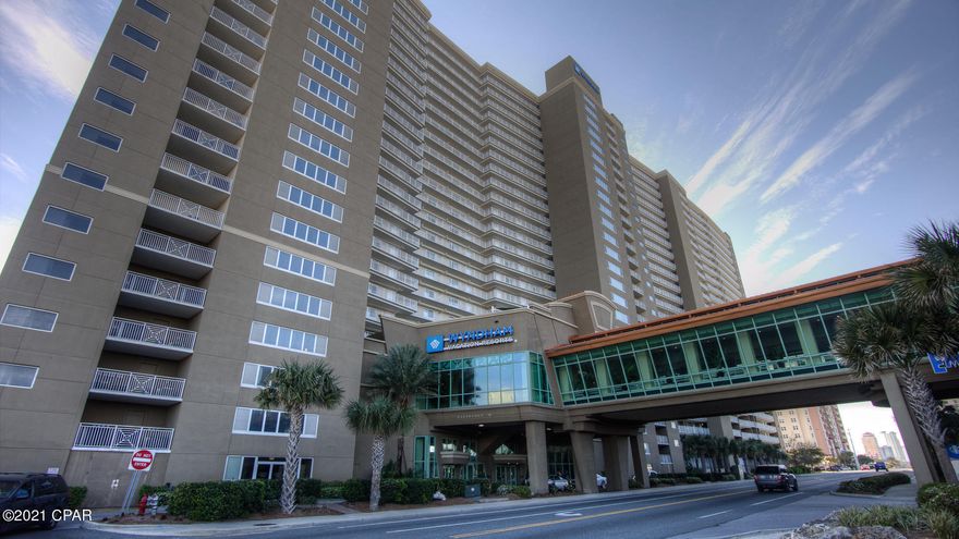 Great Gulf views from this 1 bedroom Located in the Emerald Beach Resort. Condo comfortably sleeps 6 with the hall bunks and sofa sleeper. You have Living room and dining area that are gulf front as well as the nice size kitchen with breakfast bar. Unit is equipped with washer and dryer. Newer furnishings . Enjoy the amazing views of the gulf as well as sunsets. This resort offers lots of amenities to include ; Gulf front Tiki and pool, Sky bar, onsite Starbucks, zero entry pool with kids water play area. Nice workout facility, gift shop and much more. You are just a short stroll to Pier Park for shopping and dining.