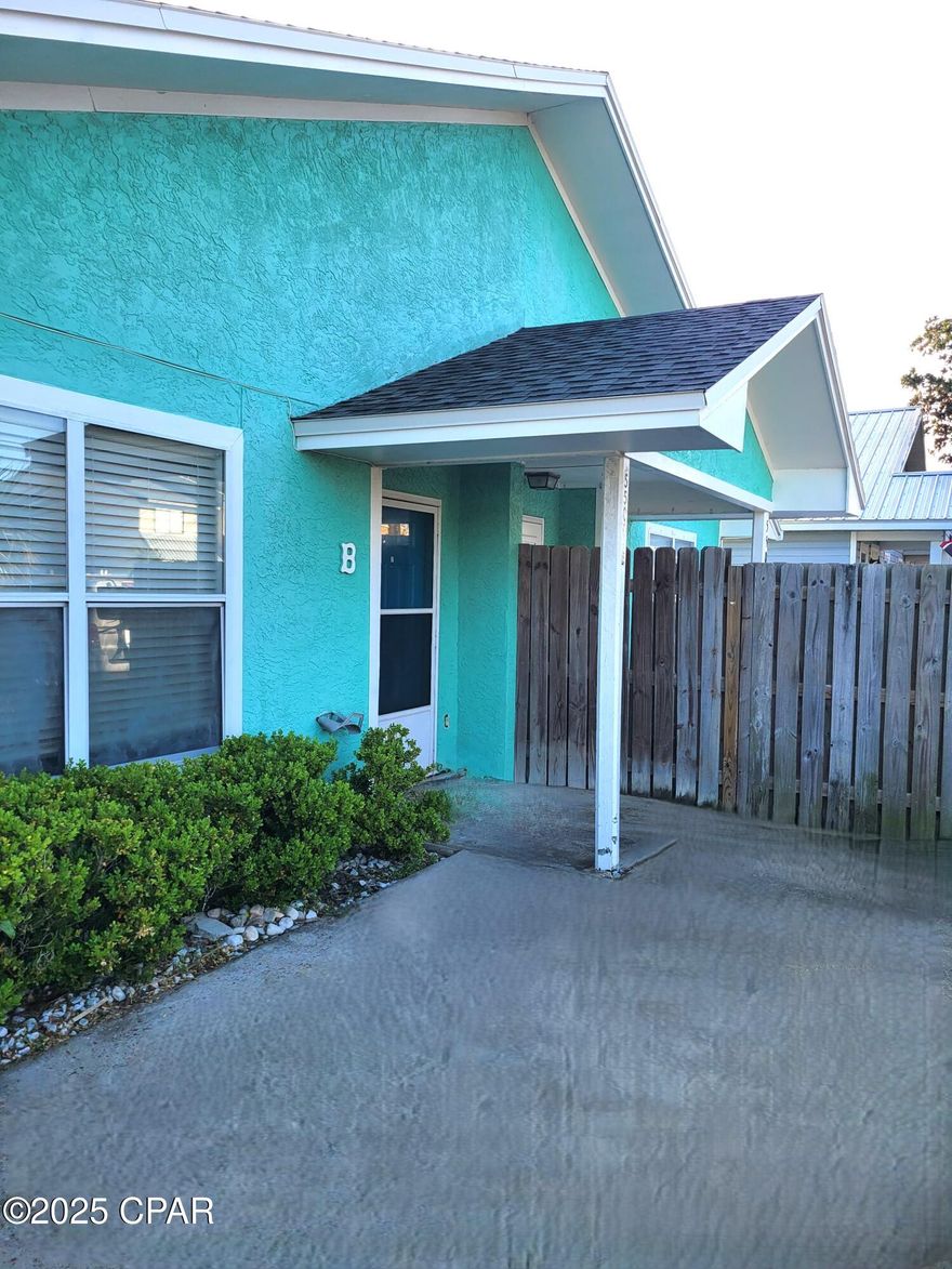 Walking Distance to the beach!
1 bedroom 1 bath duplex. This home features a vaulted open floor plan, open office area, large breakfast bar, bathroom with vaulted ceiling and skylight, sliding glass door off the bedroom to the back patio with exterior shower. W/D Hookups in the outside storage room off the patio, partial privacy fenced backyard.  Property is on SEPTIC and PCB Water.
NO PETS!