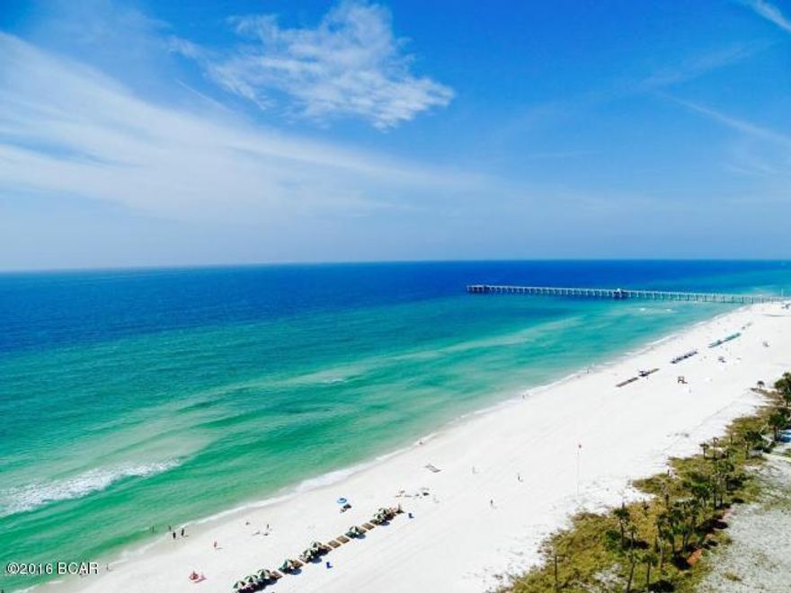 This lovingly maintained and move-in ready gulf front unit on the 1st floor enables you to enjoy ground floor access to our beautiful beach.  Hallway bunks increase its sleeping capacity. The stylish master bath features a tub and separate shower. Stainless steel appliances and granite counters appoint the modern kitchen with bar seating. The guest bath boasts similar updates that include a granite-topped vanity and subway tile bath surround.  Unit has brand new carpet replaced this year.   Each Grand Panama Beach Resort owner has a storage unit for beach gear, bicycles, etc.