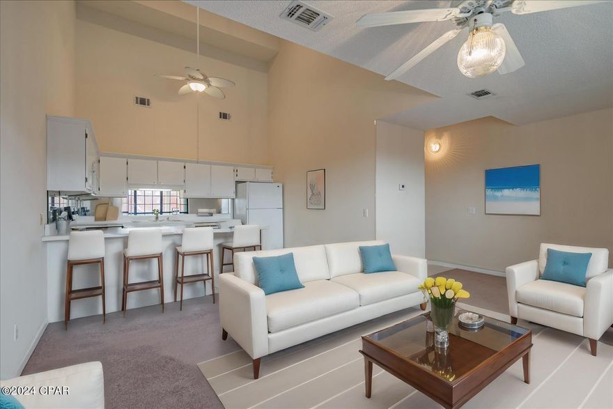 PRICE IMPROVEMENT!!! Welcome to your dream condo in the highly sought-after Horizon South community! This stunning two-story unit, located on the 3rd and 4th floors of building 54, offers breathtaking views of the Gulf of Mexico from not one, but two spacious balconies.

The main level boasts an open-concept living area and kitchen, perfect for entertaining or enjoying a quiet evening at home. With one bedroom and a loft space on the upper level that can be easily converted into a second bedroom, this condo provides flexible living arrangements to suit your needs. The unit also features 1.5 bathrooms, ensuring convenience and comfort.

Recent updates include a new air conditioning system installed in 2022 and a newer roof on the building, giving you peace of mind and added value. This property is not only a perfect personal getaway but also a fantastic investment opportunity for short-term rentals, thanks to its prime location and desirable amenities.  

Horizon South amenities include 4 pools, hot tub, workout room, pool room, tennis/pickle-ball, basketball courts, shuffleboard, mini golf, golf cart parking and more!  You're just steps from the beach!

Don't miss out on this rare opportunity to own a piece of paradise with spectacular Gulf views in Horizon South!