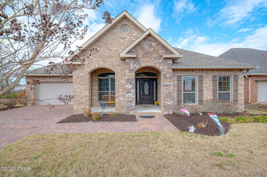 Exceptionally well maintained home in beautiful Cedar Branch Subdivision, gated community that features underground utilities.  This lovely 5 bedroom 3 bath home has it all.  Spacious floor plan is perfect for entertaining.  The Engineered hardwood floors are amazing. On 4/30/2023 the sellers had the hall, living room and dining room replaced with an Ultra - Premium VLT flooring.  In addition there was ample use of oversized tile used in the kitchen, breakfast area and bathrooms.  Cabinets galore along with a huge island in the gourmet kitchen with stainless steel appliances, exquisite granite counter tops and large walk in pantry.  Master Bedroom has access to the Florida Room that is heated and cooled. Nice open deck off the Florida Room, great for outdoor cooking. Sep. meter for the sprinkler system.  Storage shed.  Call your favorite Realtor to see this beautiful home.