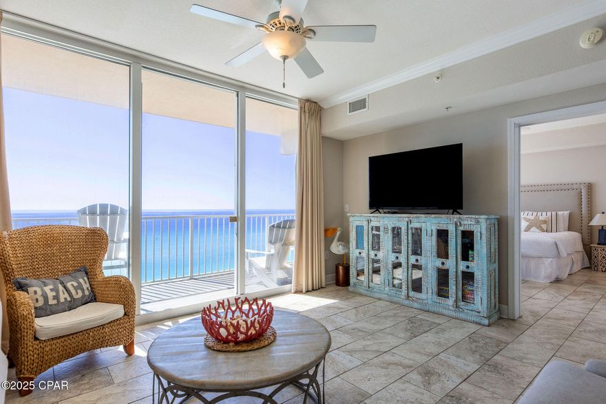 Wake up to breathtaking, unobstructed Gulf views from this beautifully appointed 1-bedroom, 2-bathroom condo at Tidewater Beach Resort — one of Panama City Beach's premier Gulf-front destinations.

This spacious unit features an open-concept layout with a bright, coastal feel and floor-to-ceiling glass doors that open to a private balcony overlooking the sugar-white sands and emerald waters of the Gulf of Mexico. The Gulf front primary suite offers a peaceful retreat with an en-suite bath, while a bunk area and second full bathroom make it ideal for guests or family.

Enjoy a fully equipped kitchen, in-unit laundry, and modern furnishings ready for immediate enjoyment or rental income. This unit also comes with an additional extra storage unit on the same floor. 

Tidewater Beach Resort offers world-class amenities including two lagoon-style pools, an indoor heated pool, on-site restaurant and tiki bar, fitness center, movie theater, game room, covered parking, and 24-hour security.

Perfectly located near Pier Park, this condo provides easy access to the area's best dining, shopping, and entertainment — all while being steps from the beach.

Whether you're seeking a vacation retreat, investment opportunity, or full-time coastal home, this Tidewater condo delivers the perfect blend of comfort, style, and Gulf-front living. Schedule your showing today!