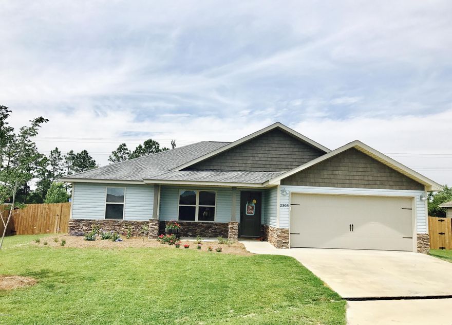 Beautiful 2014 Craftsman home is ready for the right family!  This home has a lot to offer with 3 bedrooms, 2 baths a separate home office, and an open floor plan. The pride in ownership is evident with the beautiful upgraded rusting lighting, ''wood look tile'', custom kitchen backsplash,stainless appliances, and trayed ceilings with crown molding! The master features trayed ceilings, spacious walk in closet, and a 4 piece master bath with double vanities! The large living room is ready for you to move your furniture in and the separate home office includes a built in desk space and additional storage. The added features include a large back yard with concrete patio, sealed privacy fencing, sprinkler system, and security system. At this price it won't be on the market long