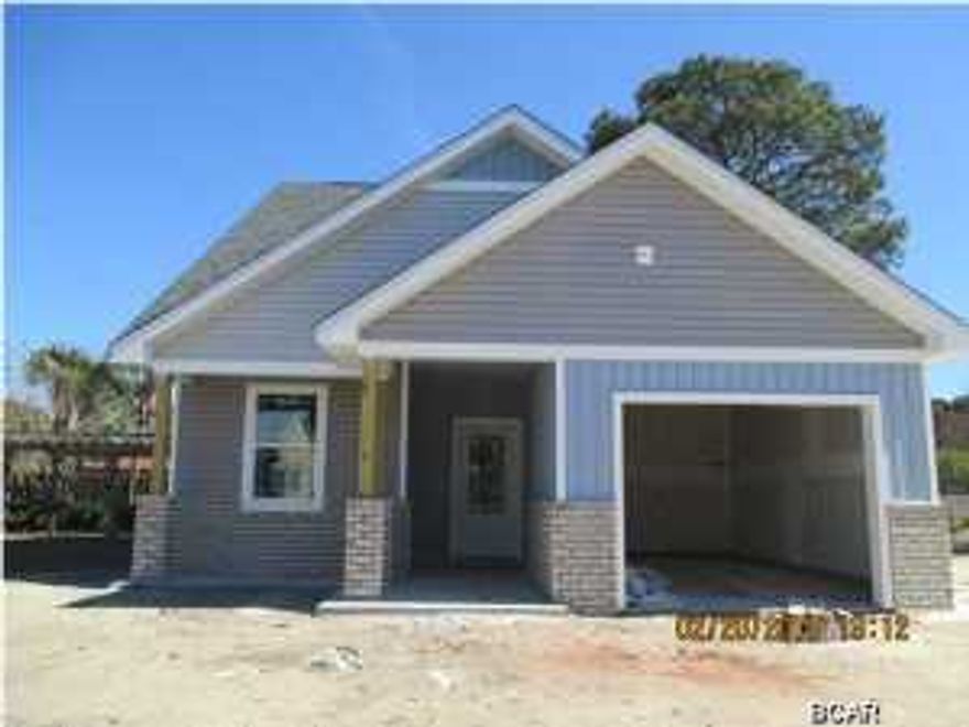 Hidden Lagoon is only 4 miles from the Hathaway Bridge and just around the corner from the white sandy beach and emerald green waters of Panama City Beach. This is a 5 bedroom 3 full bath home currently under construction and should be ready to move-in by early Spring. A charming craftsman home with 4 bedrooms upstairs plus 2 full baths. One of the upstairs bedrooms can be easily used as an office/playroom/media room. The master bedroom and bath are downstairs along with a partial open floor plan, large living room and separate dining area. The kitchen will feature granite countertops, stainless appliances and custom cabinets. This is a cozy neighborhood on a dead-end street with not many homes, a pool, community room, street lights and very low association fees. Hidden Lagoon is close