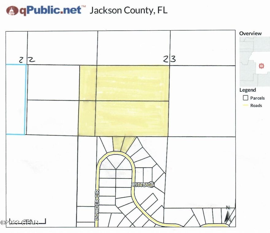 52± Acreage parcel with a small lake. Approximately 15 acres in planted longleaf pines and a small grove of chestnut trees. Some fencing. Lake comes with dock and covered pavilion with concrete floor & fire pit. Lake is stocked with bream and catfish. South access from Powder Circle by way of 2 Compass Lake in the Hills lots, included with sale. Excellent recreation get away.