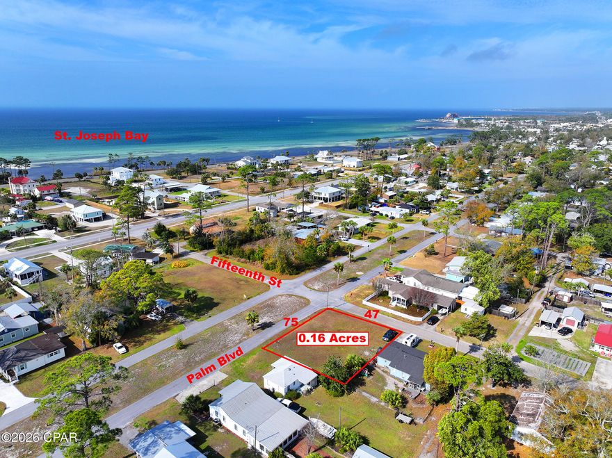 Build your dream beach retreat on this prime vacant lot just minutes from the heart of Port St. Joe. Ideally located close to downtown shopping, dining, and local events, and only three blocks from the sparkling waters of St. Joseph Bay. Enjoy the laid-back coastal lifestyle with golf cart-friendly streets, quick access to the waterfront, and unforgettable sunset views over the bay. This lot is ready for your vision—whether it's a full-time residence, second home, or investment property. A rare opportunity to own near the bay and all that Port St. Joe has to offer.