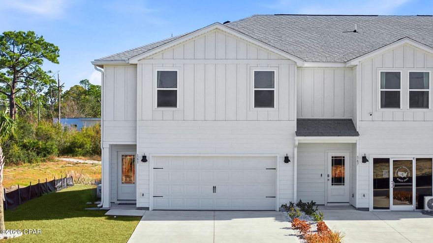 Welcome to 288 Sea Tern Lane, a new home at WindMark Townhomes located in the highly visited Port Saint Joe, Florida. The Sabal Townhome exterior unit features a thoughtfully designed 4 bedroom, 2.5 bathroom townhome with a 2-car garage.
 
On the outside of these units, you will see quality Color-Plus Hardie Board exteriors which is uniquely engineered to stand up to the harshest elements from wind, rain, fire, freezing temperatures, and hail. Complemented by prairie-style doors and 30-year dimensional shingles. Convenience meets security with steel garage doors equipped with openers, weatherproof outlets, hose bibs, and Kwikset deadbolts on all exterior doors. The Windmark community features underground utilities making it less susceptible to damage from severe weather leading to fewer outages, quicker restoration, and more reliable service.
 
As you enter inside, you will feel right at home with beautiful EVP flooring at your feet, leading you to the open living room and kitchen or the spacious upstairs. In the kitchen and bathroom, you will find gorgeous quartz countertops, white cabinets with brushed nickel hardware, and stainless-steel appliances in the kitchen. Stay cool at the beach with energy-efficient cooling and heating systems, Low-E insulated windows with screens, and water-saving elongated commodes. For added security, every home comes equipped with a Safe Haven Surveillance system, Skybell doorbell, Honeywell thermostat, and DEAKO Smart Switches. Rest assured with a one-year builder's warranty from D.R. Horton and a ten-year structural warranty through RWC.
 
Enjoy all the amenities the WindMark Beach community has to offer complete with beautiful new homes, local food, shopping, boardwalks, and beach access! Windmark Beach amenities includes two pools, BBQ grills, 11 dedicated beach accesses, the village center, boardwalk, and is pet friendly! The community is golf cart friendly, and dogs are allowed on the beach in Windmark! Stop by our model home to experience WindMark Beach Townhomes today.
 
Located directly across from the Gulf, you will find beautiful beaches within walking distance, and local restaurants close by. These homes offer easy access to Tyndall Air Force Base (21.7 miles away), Panama City Beach (39 miles away), and downtown Port St. Joe (only 4 miles away).