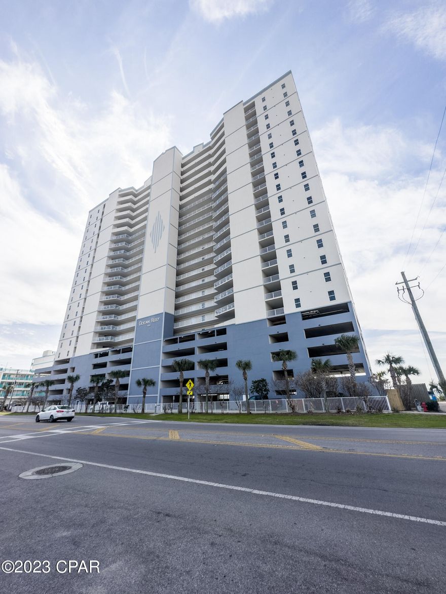 UNDER CONTRACT .SELLER TAKING BACK UP OFFERS .Wonderful Remodeled  2 Bed 2 Bath unit at Ocean Reef on the 8th Floor. 
2 Deeded  PARKING SPACES that convey to the new owner .
No being out in the rain to unload !
Sold Furnished .The views are wonderful and the extra large Balcony ( 27.6 x 9 )  is made to enjoy. Inside is a Open Kitchen, dining area, Family room to the sliding door to the Balcony. Do your cooking while having a View of the Gulf. Kitchen has new Shaker Cabinets with all soft  Close drawers and cabinets .
All new Luxury Vinyl Plank Flooring for easy upkeep. The Master bedroom is Gulf Front so go to sleep and wake up to the Views. Extra Large Laundry room with the Full Size Washer and Dryer. Stainless   appliances with Solid Surface counters . Tiled Showers with New Glass doors for that clean Modern look in Master Bedroom. Both Bedrooms have new Furniture and Mattresses .
The 2 Couches recline on both ends .
Bedroom Closets have new Sliding Doors with Shelfing and Lights.
New Lighting and Ceiling Fans throughout.