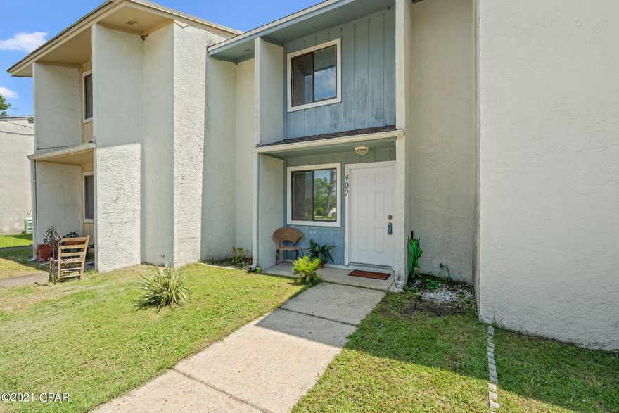 A great opportunity to own a townhouse centrally located in Panama City. This 2 story unit features 2 bedrooms and 1 and 1/2 baths. It has been freshly painted throughout. In 2018 the roof and fence was replaced, new carpet installed in the 2nd bedroom, and luxury vinyl plank floors placed in the main living area. The water heater was also replaced in 2020. The living room opens to the spacious dining room and kitchen. The kitchen features plenty of storage and stainless steel appliances. Double doors open to the fenced backyard with a 12x12 storage shed. The upstairs has 2 bedrooms and a bathroom with a tub/shower combo.  The washer/dryer will convey. Seller is offering a 1 year home warranty through ERA American Home Shield.