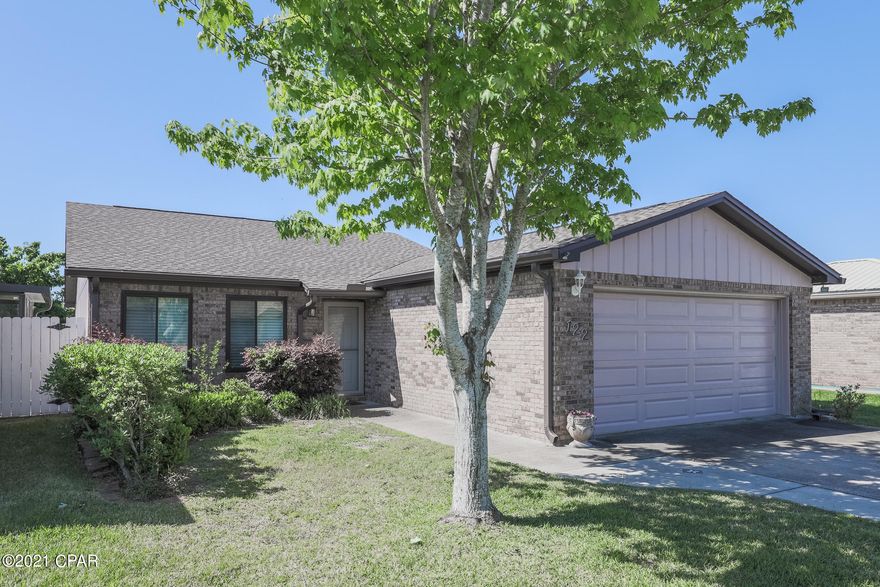 Age, sq ft, lot and room sizes are approximate. This wonderful home is in a great location between LH and Panama City but in the County with city utilities.  This home has added sq ft that gives a nice bonus and extra area off the dining/kitchen.  Walk-in shower in Master Bath.  New roof since Hurricane Michael, New Electric stove with convection and air-fry oven, fenced backyard, several fruit trees such as grapefruit and lemon.   HOA cuts front yard on a regular schedule.  Lake access for owners, fish or swim.  Don't miss this one!