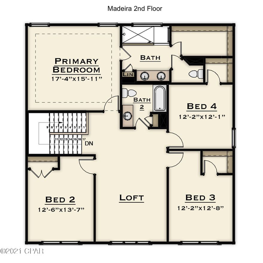 Introducing new plans along with modern designs to the the waterfront SweetBay community! Harris Doyle Homes, the community's newest builder, presents its gorgeous Madeira plan with front porch and balcony overlooking a lake! This spacious home offers plenty of comfortable indoor and outdoor living space with a large Great Room extending out to a rear lanai, open kitchen with dining area, plus a flex room that can be used for an office/playroom on the first floor. The second floor features a loft area for a secondary living space. The design team has incorporated stylish finishes with quartz and granite countertops, decorative doors, designer light package, stainless appliances with gas range, LVP flooring and crown molding. Almost completed with a move-in date in late 2021! SweetBay is a walkable community with unrivaled amenities: dock with North Bay access for kayaking, paddle boarding, and fishing, parks, junior olympic pool, basketball and sports court, miles of trails, and planned future amenities including a town center and marina coming soon! New home buyers even get priority access to top-rated University Academy!