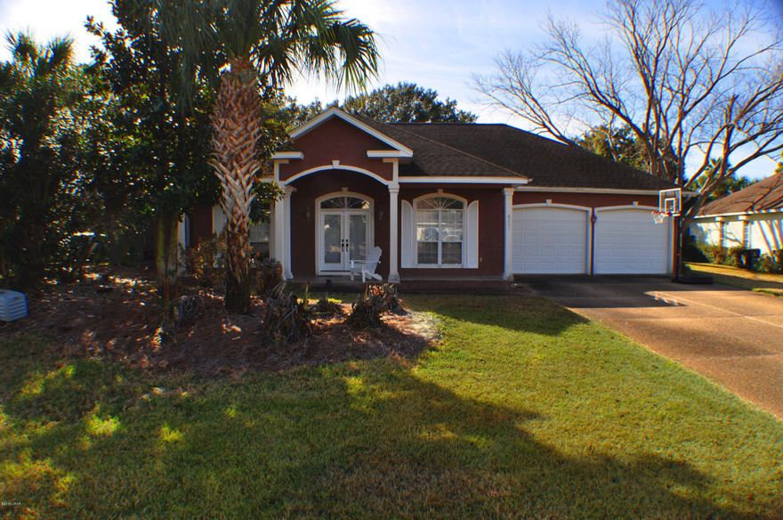 This wonderful Palm Bay home with a pool is spacious and ideal for raising a family and your standard of living. With 3 bedrooms, 2 baths and approx 2,133 sqft of living space, you’re sure to enjoy all the upgrades and extras this home has to offer.  Features include tall ceilings, arched doorways, crown molding, hardwood flooring along with travertine and ceramic tile floors in some rooms, custom designed bookshelves,  a cozy fireplace,  and a bonus room/office.  Is it time to eat? The Kitchen has solid-surface countertops, stainless steel appliances, a pantry and a breakfast nook that overlooks the pool and lanai.  There is also a Formal Dining Room for special occasions.  This home features a split-bedroom floor plan with French doors opening to the Master Suite. The en-suite is a haven for private pampering with a walk-in shower, whirlpool tub, double sinks and an enormous walk-in closet.  Along with the in-ground gunite pool in the backyard, there is a fantastic summer kitchen and a covered lanai where you can enjoy dining al fresco!  The home sits on a roomy corner lot with a privacy fenced backyard where you will find grapefruit trees.  There is also a two car garage for parking.  Palm Bay is a highly desirable, family-friendly community close to the Navy base, schools, shopping and the beach! All info is approx. and must be verified by Buyers if important.