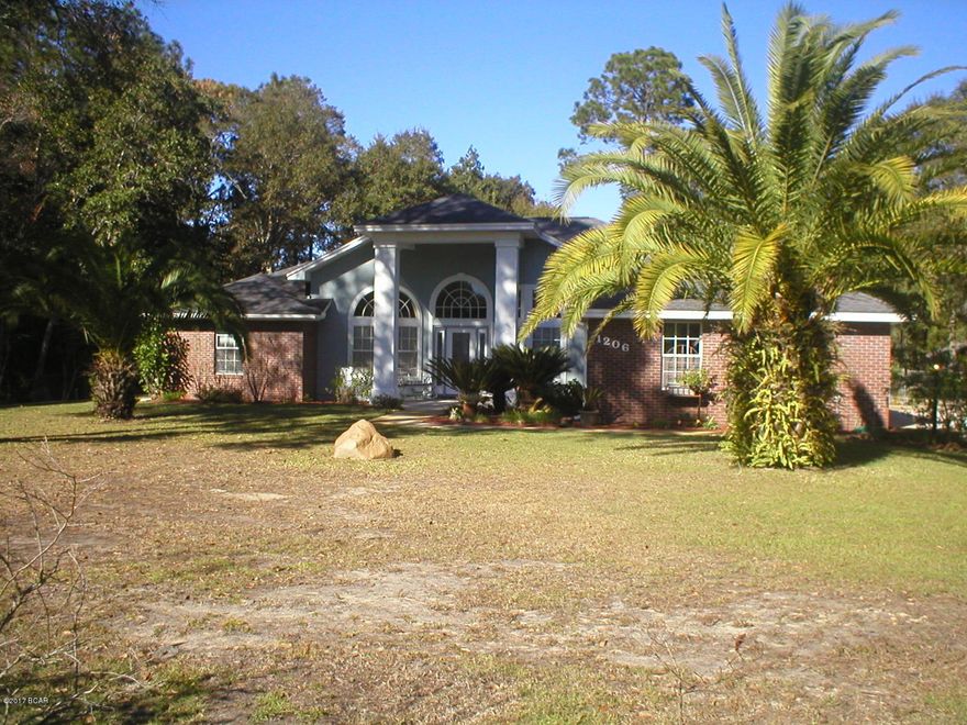 Immaculate Florida cottage home, that is move in ready condition. This beautiful home is tucked away on a 1 Acre lot, from the hustle and bustle of everything, but yet at the same time is only 3 Minutes to shopping. A spacious split floor plan that has 3 Bedrooms and 2 Baths, formal dining room and open living room, garden jacuzzi tub and separate shower. Also there is a pool in the yard with a gazebo and deck. All of this on a Professionally landscaped yard. Seller to provide 1 Yr. Home Warranty.