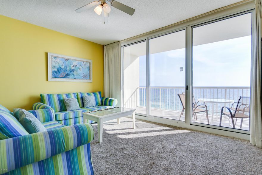 Whether you are ready to live on the beach or invest in a rental property, this is the perfect condo for you! What a beautiful two bedroom, two bathroom condo located on the 8th floor of the West tower at the Majestic Beach Resort. Gorgeous floor to ceiling windows and stylish accent pieces compliment a contemporary style of cheerful colors and high end furnishings. This immaculate space includes a full kitchen with gorgeous tile flooring. Enjoy meals at the spacious breakfast bar or outside while you enjoy gulf front views on the luxurious private balcony. This condo features a large private balcony furnished for dining, a living area with flat screen television with a sleeper sofa and balcony access, master bedroom boasts a king sized bed and flat screen television accompanied by a spacious master bathroom with shower / bathtub combination, 2nd bedroom with queen sized bed, flat screen television and secluded access to the shared 2nd bathroom, washer and dryer

Majestic Beach Resort offers one of the most extensive lists of amenities to be found on Panama City Beach. There are 5 swimming pools to choose from, 2 hot tubs and over 650 feet of private beach! Take advantage of Majestic Beach's very own movie theater or visit the arcade for even more indoor fun! The central location of this property is conveniently situated within walking distance of many shops, restaurants and popular area attractions.

Resort amenities include: private beach, beachside grill grea, tropical pool deck, poolside bar and grill, 2 outdoor pools, outdoor kiddie pool, 2 heated indoor pools, 2 hot tubs, arcade / game room, movie theater with stadium seating, fitness center, sauna / steam room, 2 tennis courts, on site market, attached parking garage

Age, dimensions and square footage are approximate. Buyer should verify if important.