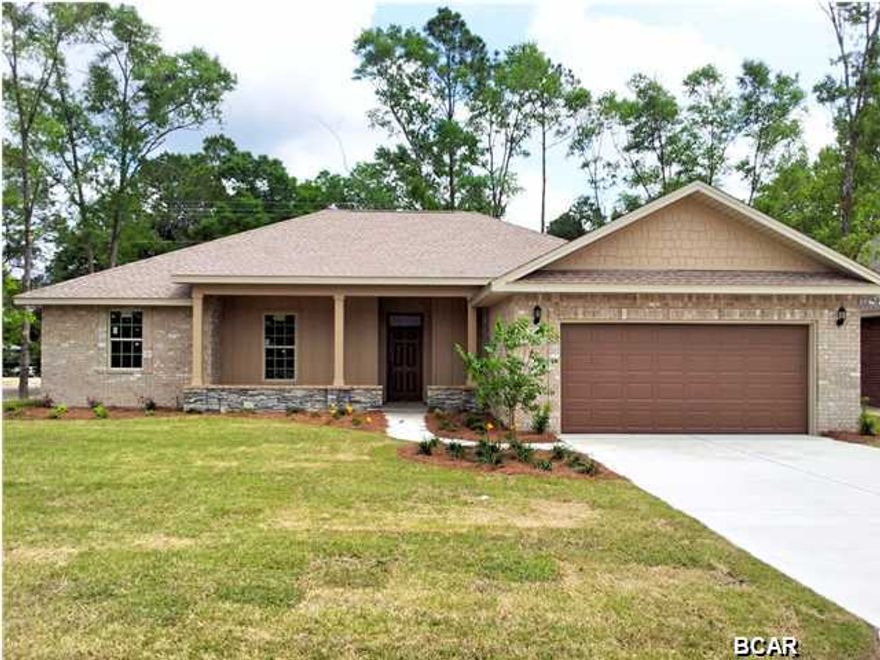+++Seller will pay up to $5000 in buyers closing costs and pre-paids with acceptable offer+++ New construction in just opened Cedar Park offering easy access to greater Panama City, Panama City Beach, and TAFB! All brick home offers great room with 10Ft ceilings, dining room, kitchen with island, solid surface counters, and stainless appliances, master suite with tray ceiling, double vanity, separate shower and tub, walk-in closet. Other interior features include tile flooring, recessed lighting, custom cabinetry, and ceiling fans...Exterior includes brick siding, 2 car garage, covered porch, and sprinkler system. Cedar Park features landscaped entrance, two parks, pavilion, playground, underground utilities, custom street lighting, and sidewalks.
