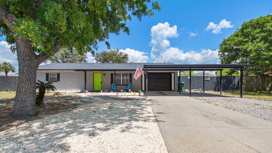 CURRENTLY UNDER CONTRACT, SELLER WILL CONSIDER BACKUP OFFERS 
Wow, this Laguna Beach home is incredible! With its modern kitchen, spacious living area, and brand new cooling and heating system, it's definitely worth checking out. Plus, the outdoor amenities like the screened-in patio, above ground pool, and stone fire pit make it perfect for entertaining friends and family. And the fact that it's located just 0.3 mile from the beach is the cherry on top!
Located in the quiet and quaint location of Laguna Beach - Come see this cozy, yet roomy, updated and renovated, 3-bedroom, 2 full bath, home - only 0.3 mile to the beach and 5 minute drive to 30A hotspots.  The lot is over ½ an acre! NO HOA!  The heart of the property has BRAND NEW Modern kitchen design with new appliances, shiplap walls, black granite countertop, floating shelves and all new custom cabinets. Roof is less than 4 years old, new gutters and backyard offers a sprinkler system. BRAND NEW cooling and heating split system with Carrier smart home thermostat is new March 2024. The spacious living area is open and flows to the dining and kitchen area. The property has brand new LVP throughout the entire home and is freshly painted inside and out.  The primary bedroom has a large ensuite bathroom, across the hall is bedroom #2 - large enough for a king size bed and ample sized closets.  Back in the living area - you have access to the attached garage and the newly added laundry room with full size washer and dryer.  The custom barn doors lead you into the very roomy third bedroom - with a large custom-built closet.  Privacy? The spacious backyard is completely fenced in (6ft fence) and the entire yard is over ½ acre!  One of the favorite spots is the completely screened in back patio with a fun, vibrant custom PCB wall mural! enjoy your coffee, your cocktails, or a great book.  The brand new above ground pool is fun for the kids or you! More amenities to enjoy is the new outdoor gathering spot. Enjoy the sun, or use your umbrella to enjoy a shady space to read a good book. The whole family will also love the custom built, one hole putt-putt, it lights up at night with light system and glow in the dark golf balls and putters. For those chilly 
Evenings together, sit around the custom-built stone fire pit and enjoy an evening around the fire with friends and family! The 1.5 car garage - is also cooled/heated! It has been painted - walls and epoxy floor. This property includes Blink security cameras and video doorbell. An abundance of covered/and open parking - can accommodate RV, trailer, boat, jet skis, and more!