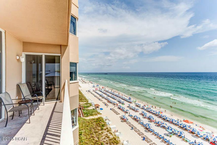 Very special low floor unit which is much in demand by owners and guests.  This is the largest unit at Tidewater and features gulf and sunset views from the wrap around balcony. This three bedroom,three bath unit featuring a large bunk room/office with full bunks.  The contemporary and soothing blue and beige color scheme and furnishings will spell home to you and your family.  This is a must see if you are looking for space and comfort and is a proven rental machine.