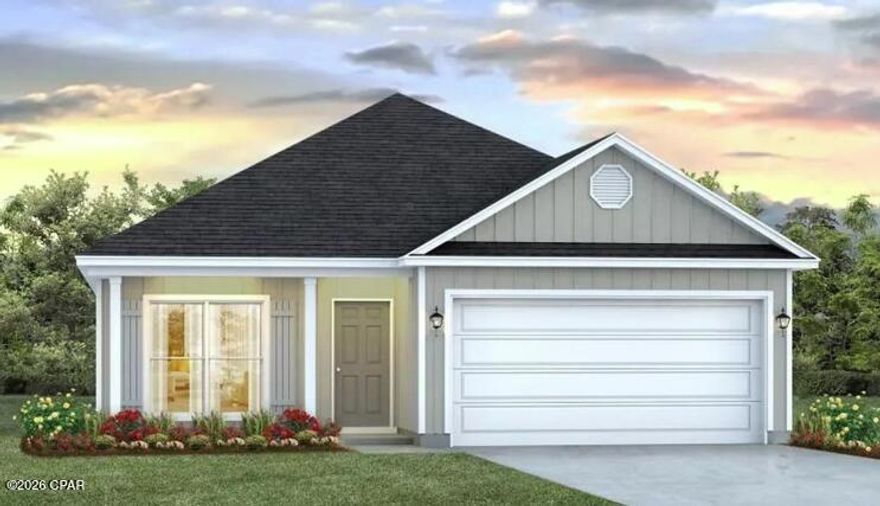 Welcome to 208 Dama Del Mar Way, new home at Caballeros Estates at Hombre in Panama City Beach, Florida. This home is ready for move in and has three-bedrooms, two-bathrooms with a flex space just off the entry hall. This is space illuminated by a large picture window and it could be used as a home office or a formal dining room. Continuing through the entry hall you enter an open concept living area with a kitchen and breakfast area as well as a large family room with vaulted ceiling. The kitchen is accented with upper and lower cabinetry, a center island and plenty of counter space.  The white cabinetry complements the elegant quartz countertops.



   

The primary bedroom is at the back of the home and features a private ensuite bathroom with a walk-in closet, a shower and separate soak tub as well as a dual sink vanity. The additional bedrooms are in an adjacent hall off the living room. These bedrooms share a full bathroom with shower and tub combination; a linen closet is in the hall that also leading to the laundry area and two car garage. This home has covered back patio off the family room. EVP floors are throughout the home and create a seamless transition between rooms.

   

Caballeros Estates at Hombre is centrally located in Panama City Beach with just a short drive to public beach access spots and is convenient to shopping and dining.