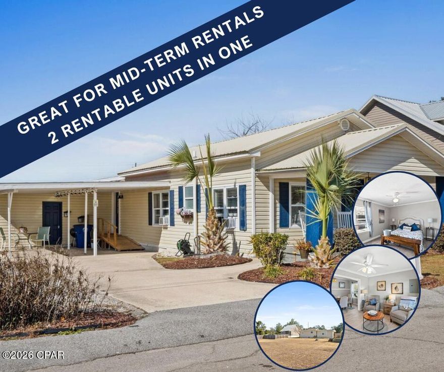 HOT OPPORTUNITY FOR INCOME AND A BIG TAX BREAK, ALL IN ONE!  Or enjoy the furnishings, appliances, decor, and accessories as an owner-occupant. EVERYTHING CONVEYS!

This property, once a 4 BR 2 BA, has been converted to a 2-unit rental property, perfect for short- or mid-term rental income or a single-family main house/mother-in-law suite arrangement.  

This property has been rented only on Furnished Finder and by word of mouth.  Income for 2025 was $28,710!

Want to restore the 4/2 as one unit?  No problem!  Just uncover the blocked-off door between units, and you're there.

WHY THIS PROPERTY IS AWESOME:
--Multiple possibilities for living/renting - especially as workforce housing for travel nurses, contractors, and others
--2 BR, 1 BA in front, 1 BR, 1 BA in back
--Proven income of up to $1,700 for front unit, $1,600/mo for back unit - WOW!
--Full kitchen in front, efficient kitchenette in back
--SOLD FULLY FURNISHED!
--Driveway parking for 4; boat parking is easy!
--HUGE backyard on this 75' x 200' lot. Make your own nature oasis or put in a pool!
--Close to Ascension Sacred Heart (Bay Medical), downtown PC, Eastern Shipbuilding, two marinas, Tyndall AFB, and Gene's Oyster Bar

COME SEE THIS TODAY!  OPEN FOR SHOWINGS ANY TIME!